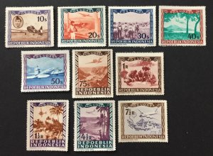 Indonesia 1948 #C1-9,C11, Views, Unused/0 Gum.