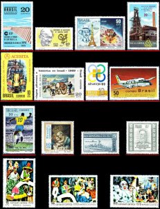 BRAZIL 1969 - ALL COMMEMORATIVE STAMPS OF THE YEAR, SCOTT 1087+1114~49, ALL MNH