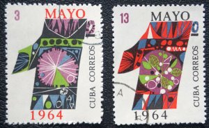Cuba Sc# 830-831  LABOR DAY labour CPL SET of 2  1964  used / cancelled