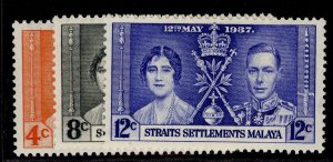 MALAYSIA - Straits Settlements GVI SG275-277, 1937 CORONATION set, M MINT.