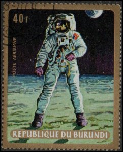 Burundi C105 - Cto - 40fr Astronaut on Moon (1969) +