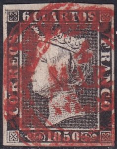 Spain 1850 Sc 1b used date (baeza) cancel type I position 2