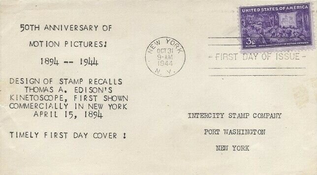  926 3c MOTION PICTURES - Intercity Stamp Company