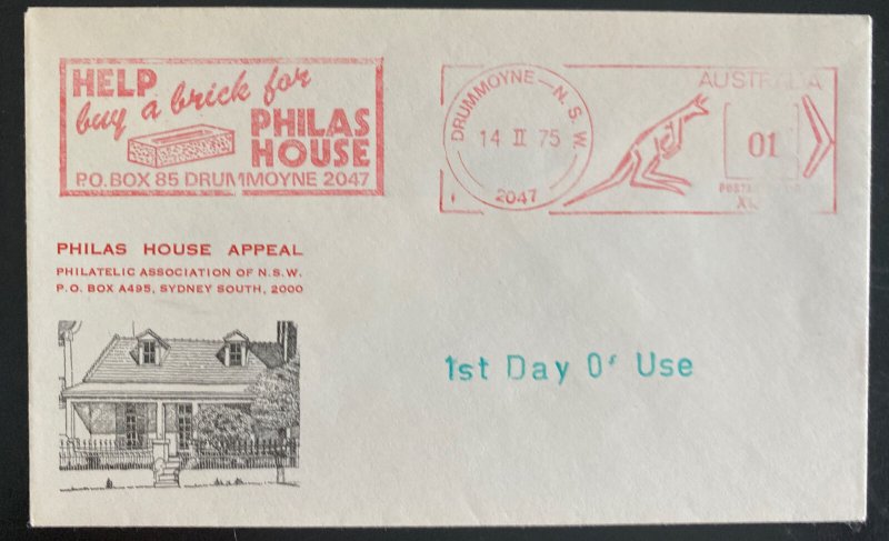 1975 Drummoyme Australia Meter Cancel First Day Cover Philas House