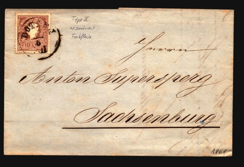 Austria 1861 10Kr Cover  - Z16418