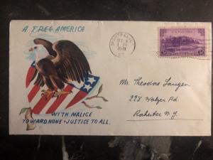 1941 USA Patriotic Cover Montpelier VT Free America Justice To All Rochester NY