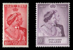 Pitcairn Islands #11-12 Cat$44.75, 1948 Silver Jubilee, set of two, never hinged