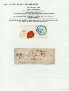 FRANCE Early LETTER/COVER 1842 fine used item Chagny - Mons Belgium