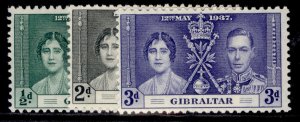 GIBRALTAR GVI SG118-120, 1937 CORONATION set, NH MINT.