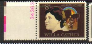 #1487 MNH plate # single  8c Willa Cather 1973 Issue