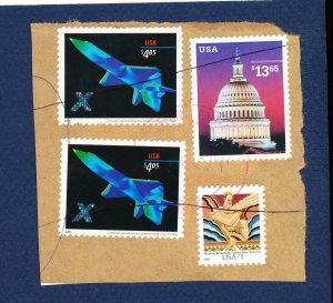 USA - 3648 Capitol 7 two 4018 X-Plane - FVF used with pen cancel, on piece