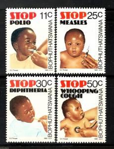 Bophuthatswana 1985 Child Health Stop Polio Measles Diphtheria Sc 133-6 MNH # 46