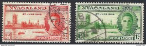 NYASALAND 1946 KGVI 1d/2d Victory Set SG158/9 FU