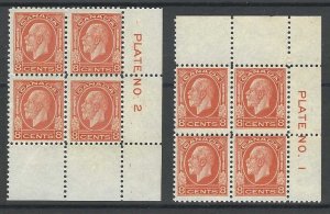 Canada, 1932, Scott #200, 2 Plate Blocks: Plate No. 1 and 2, Mint, N.H./L.H.