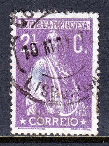 Portugal - Scott #212 - Used - P15 X 14, chalky paper - Blue ink spot- SCV $9.50