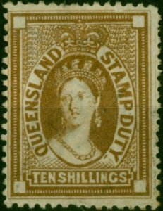 Queensland 1871 10s Brown SGF22 V.F Very Lightly Used