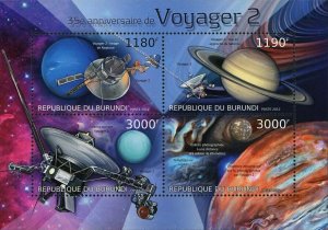 Voyager 2 Stamp Spaceship Jupiter Neptune Uranus Saturn S/S MNH #2978-2981