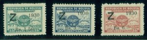 BOLIVIA #C24-6, Complete Zeppelin Ovpt set, og, NH, VF