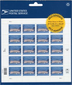 Scott #3445 White House in Winter Sheet of 20 Stamps - Sealed