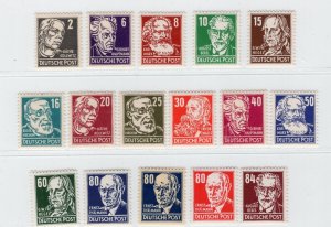 GERMANY DDR DEMOCRATIC REPUBLIC 1953 SCOTT 122-136 PERSONALITIES PERFECT MNH