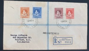 1954 Nauru Island Registered Cover To Fairview NJ Usa