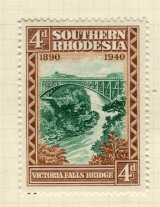 RHODESIA; 1940 early Pictorial Anniversary issue Mint hinged 4d. value