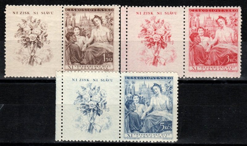 Czechoslovakia #343-5 MNH With Labels CV $4.50  (X271)