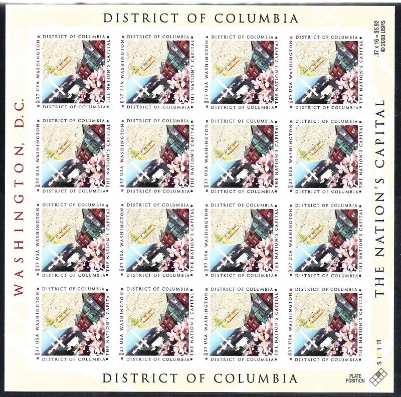 3813,  P. O. FRESH PANE of TWENTY, **XF/SUPERB**, MINT NH
