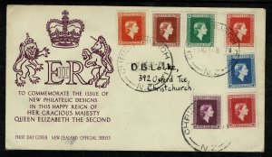 NEW ZEALAND QEII 1954 F.D.C. OFFICIAL COVER IN GOOD CONDITION SGO159-O166