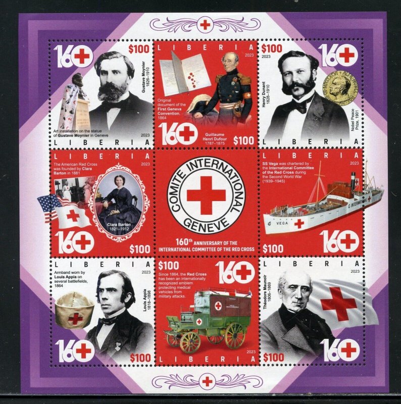 LIBERIA  2023  160th ANNIVERSARY OF INT'L COMMITTEE OF RED CROSS SHEET  MINT NH