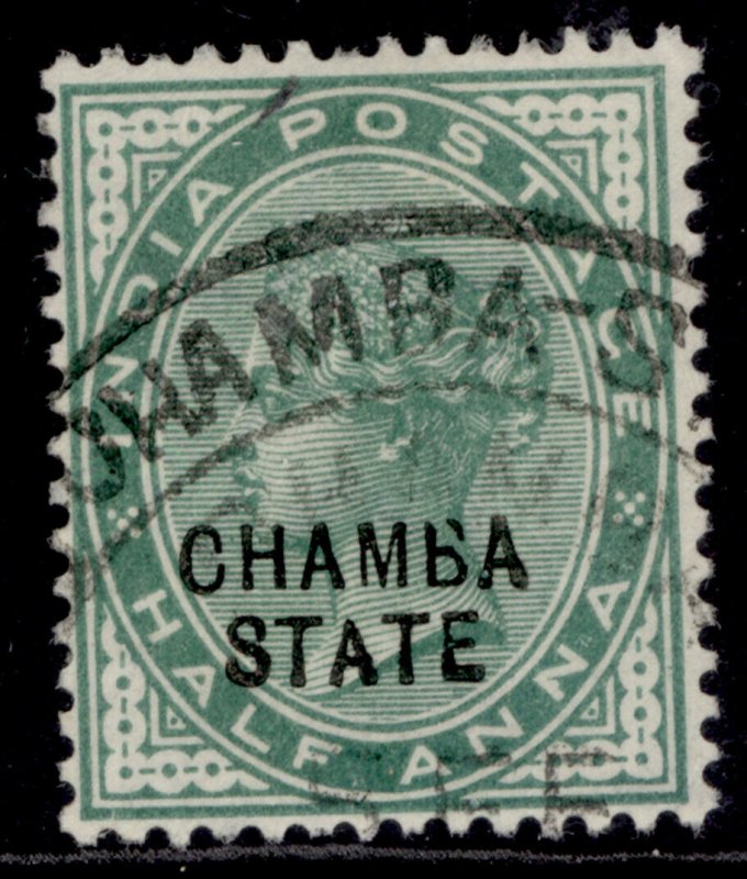INDIAN STATES - Chamba QV SG24, ½a pale yellow-green, FINE USED.