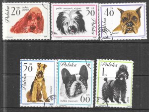 Poland #1115-1120 Dogs   (U)  CV $1.50