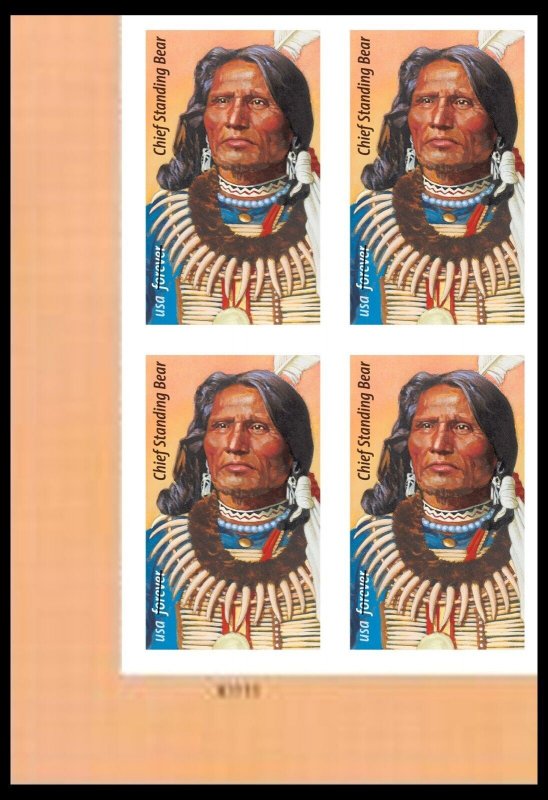 US 5794a Chief Standing Bear imperf NDC plate block LL (4 stamps) MNH 2023 5/15 