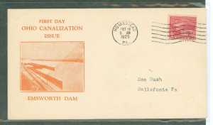 US 681 1929 2c Ohio/Canalization of the River (single) on an addressed first day cover with a Homestead, PA cancel with a Roessl