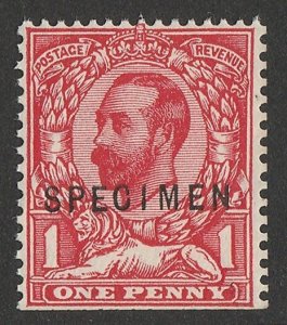 GREAT BRITAIN 1912 KGV Downey Head 1d scarlet, SPECIMEN. MNH **.