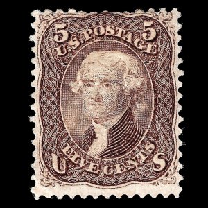 WCstamps: U.S. Scott #95 / 5c F. Grill, VG/F, Mint OGh / CV $3,250