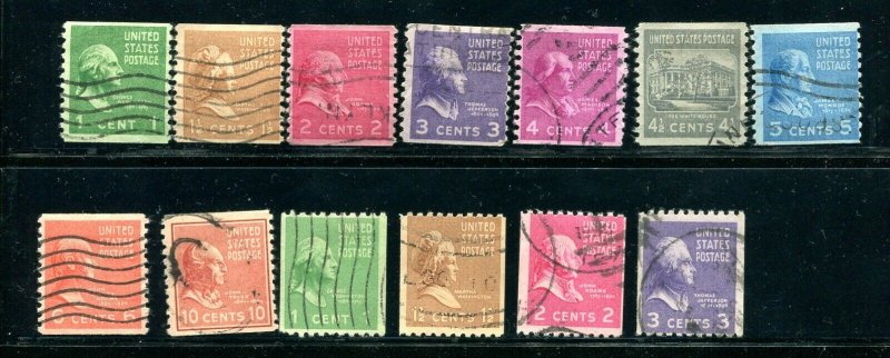 839 - 859 Presidential Issues Prexie Coil Used Complete 1939