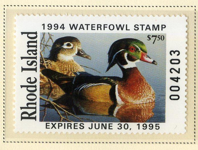 US RI6 RHODE ISLAND STATE DUCK STAMP 1994 MNH SCV $18.00 BIN $9.00