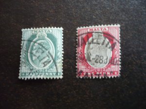Stamps - Malta - Scott# 21-22 - Used Part Set of 2 Stamps