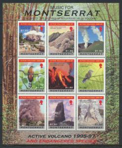 Montserrat sheet  of 9 SG 1046a SC#922j opt Victim Aid  Soufriere Volcano 1997