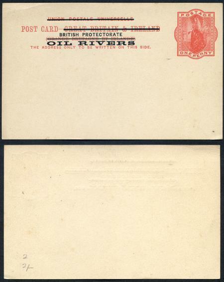 British Protectorate Oil Rivers O/P on QV 1d Red Postcard