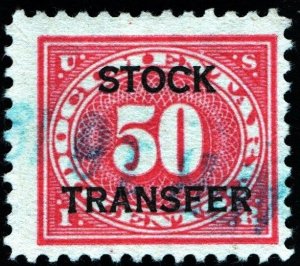 RD9 50¢ Stock Transfer Stamp: Double Impression (1918) Used