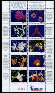 Costa Rica #599 Full Sheet MNH - Orchids (2007)