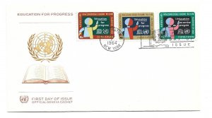 UN NY #134-36 Education For Progress on one Official Geneva Cachet FDC