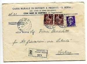 Late Use - Imperial Lire 10 + complementary on cover Racc. from Syracuse