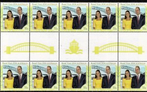 AUSTRALIA   2014 ROYAL VISIT MNH GUTTER STRIP