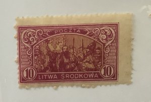 Central Lithuania  1921  Scott 41 MH - 10m,  Union of Lithuania and Poland