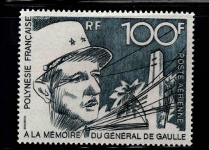 French Polynesia Scott C88 De Gaulle MNH** 100 Franc stamp