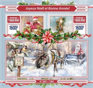 TOGO - 2015 - Merry Christmas,  Happy New Year-Perf Souv Sheet-Mint Never Hinged