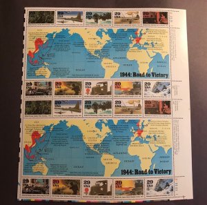 World War II Series 2 Full Sheets 1945-46 & 2 Partial Blocks MNH (60) 29c & 32c